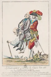 Das Spiel muss bald enden, ein Bauer trägt einen Geistlichen und einen Adligen, 1789
